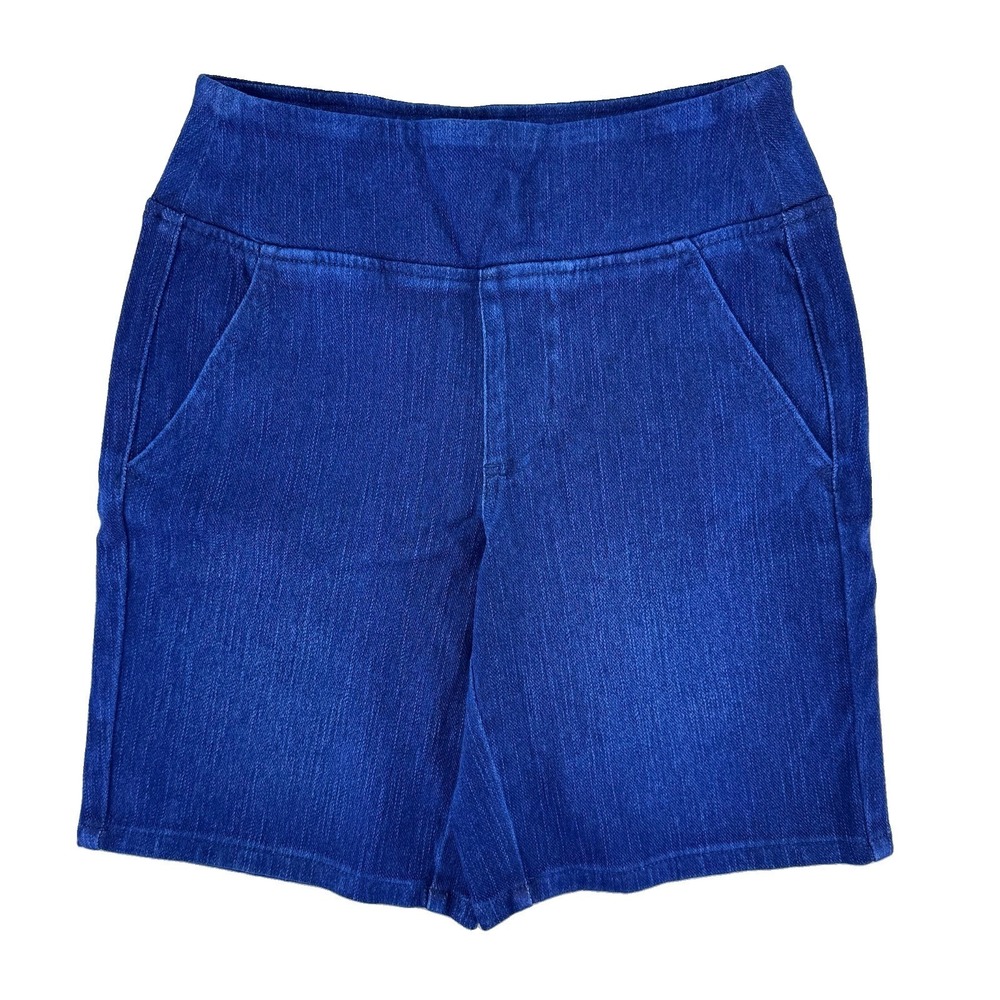Belle by Kim Gravel Flexibell 8" Denim Jean Shorts Size 0 Regular Blue